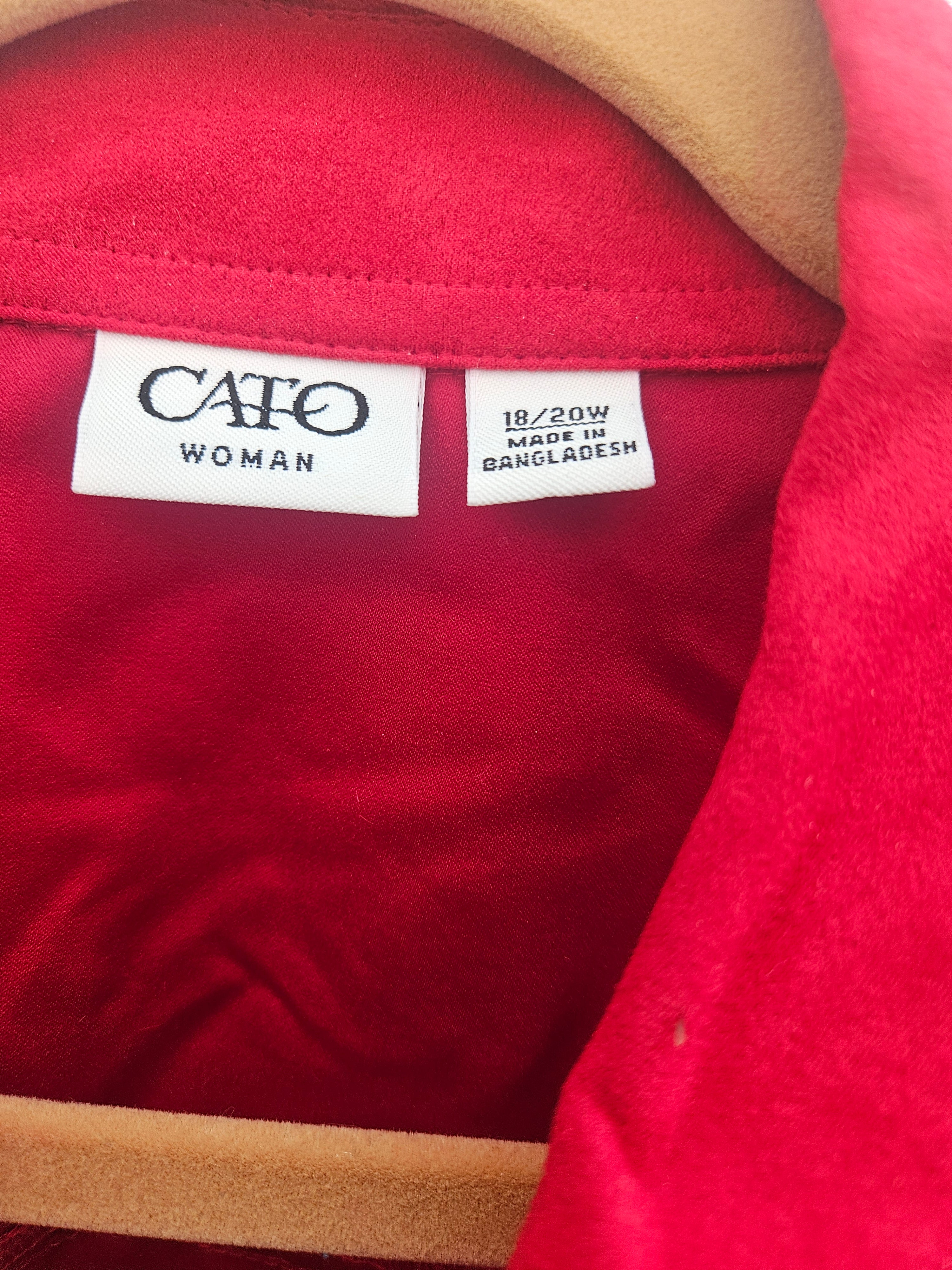 NW-1 Cato Red Faux Suede Jacket Size 18/20W Women's Plus Size