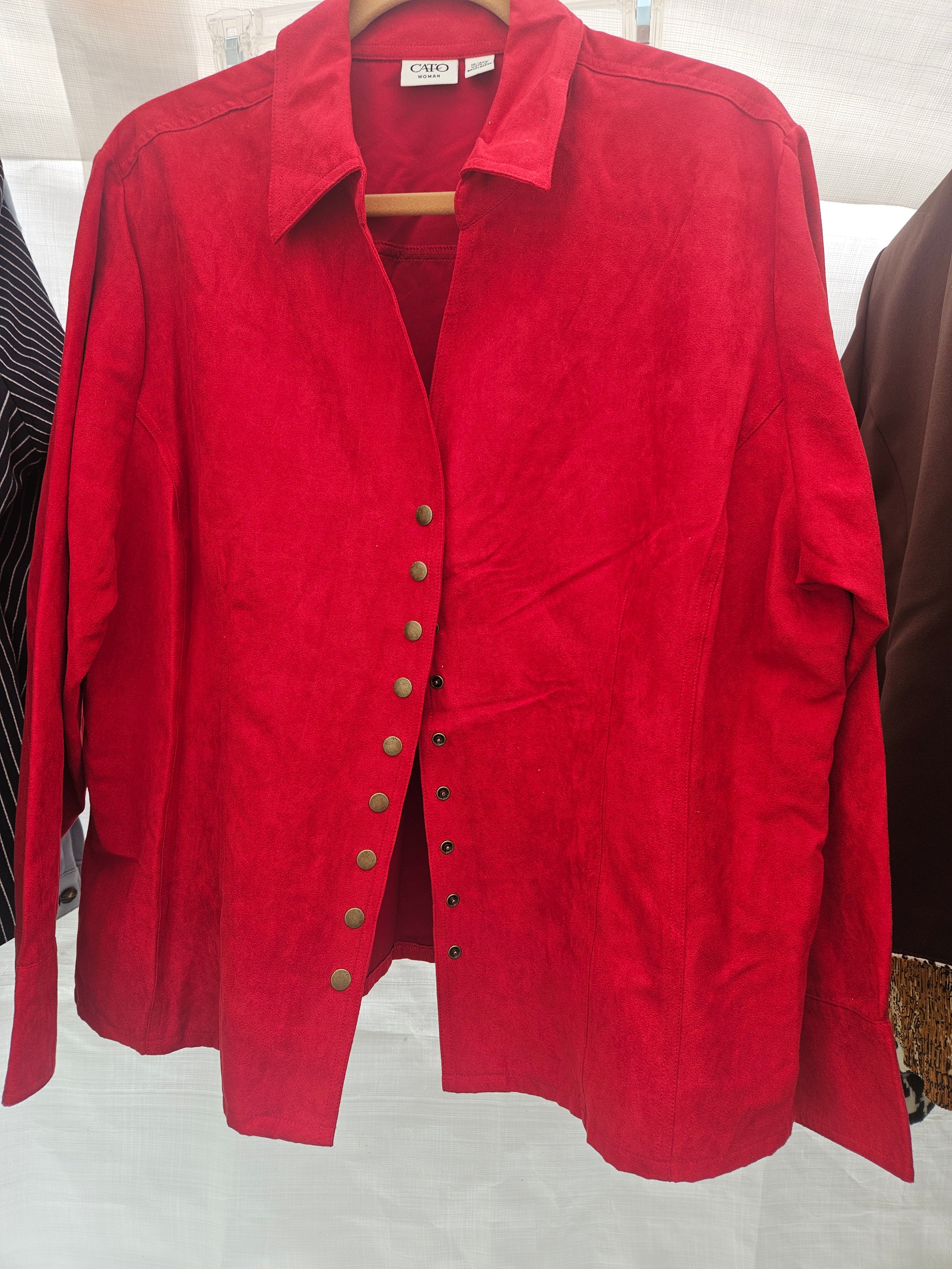 NW-1 Cato Red Faux Suede Jacket Size 18/20W Women's Plus Size
