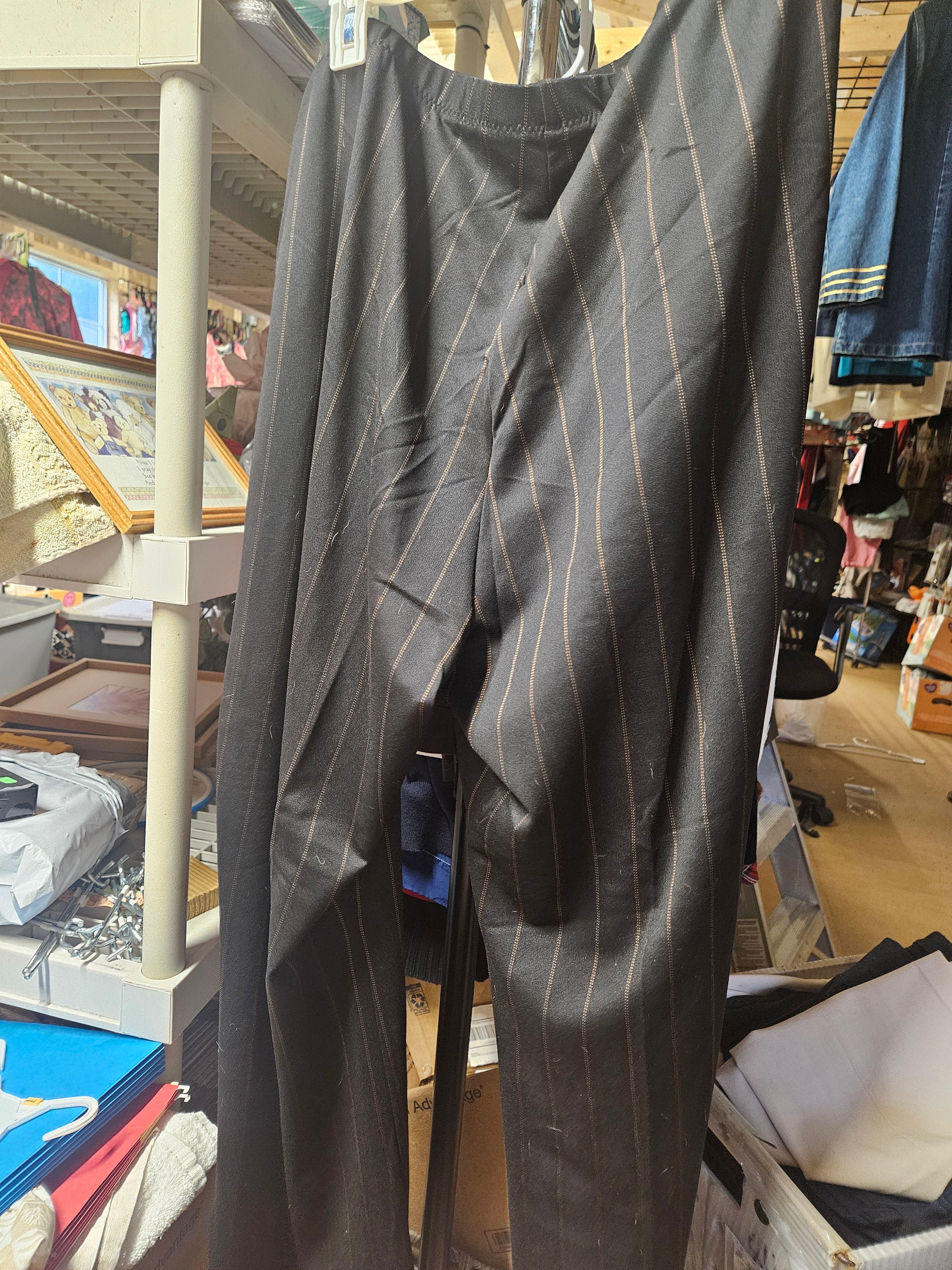 NW-1 Black Pinstripe Pants Classic Style Trousers