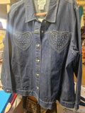 Denim Jacket with Heart Embroidery 2X