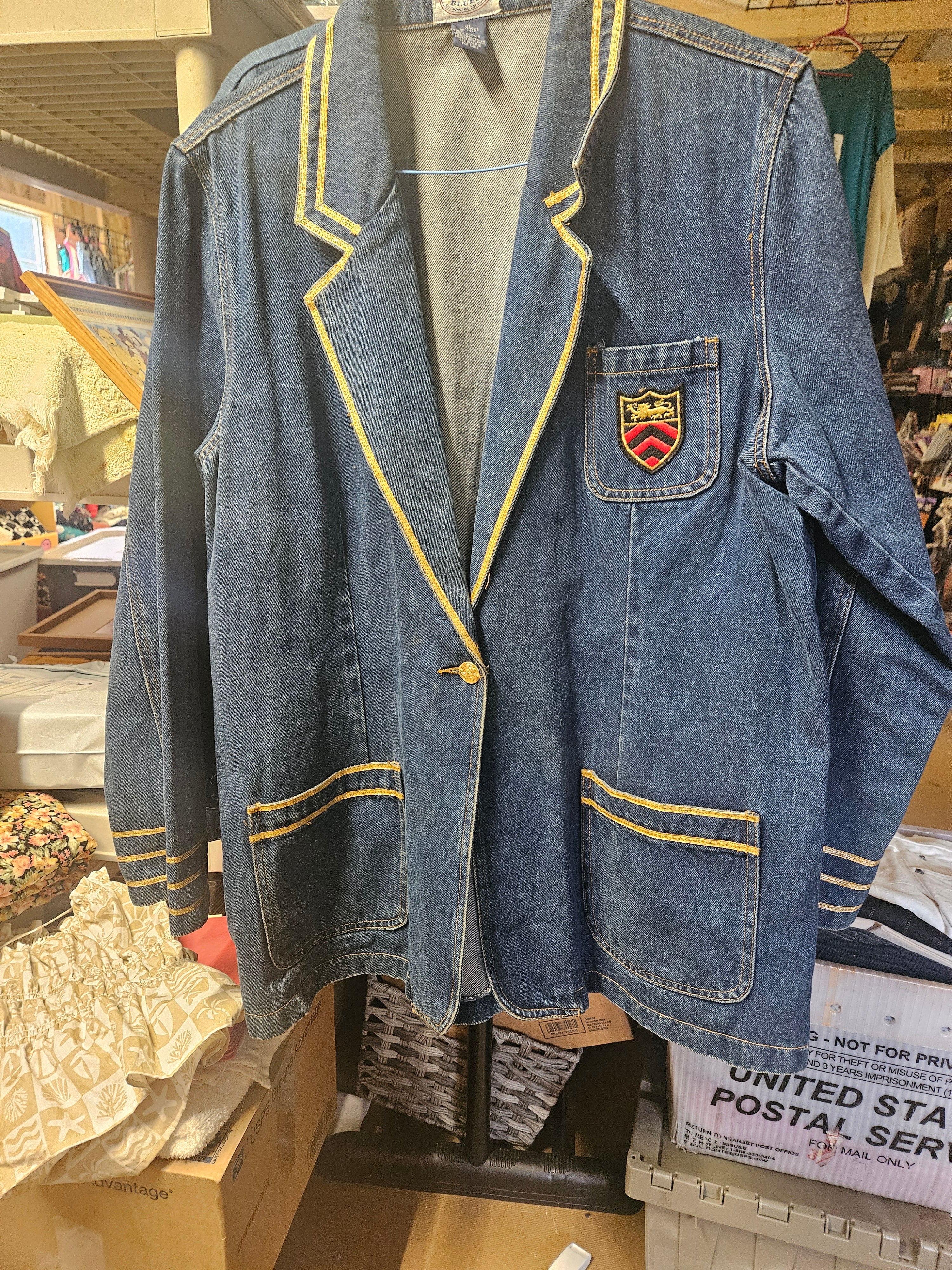 NW-1 Vintage Carolina Blues Denim Blazer with Crest Patch