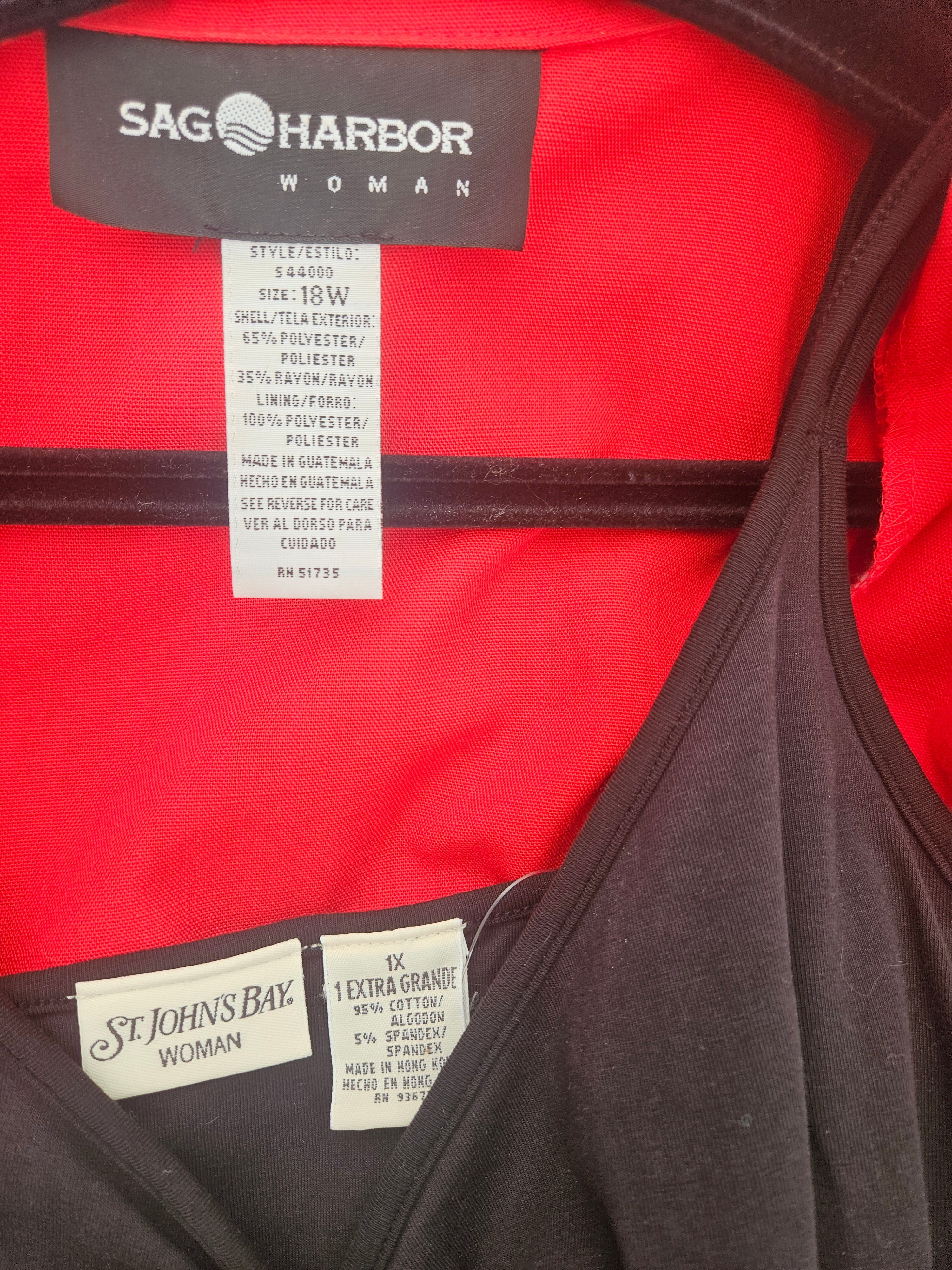 NW-1 Sag Harbor Red Blazer Women's Size 18W Polyester Rayon Jacket with a black tank top